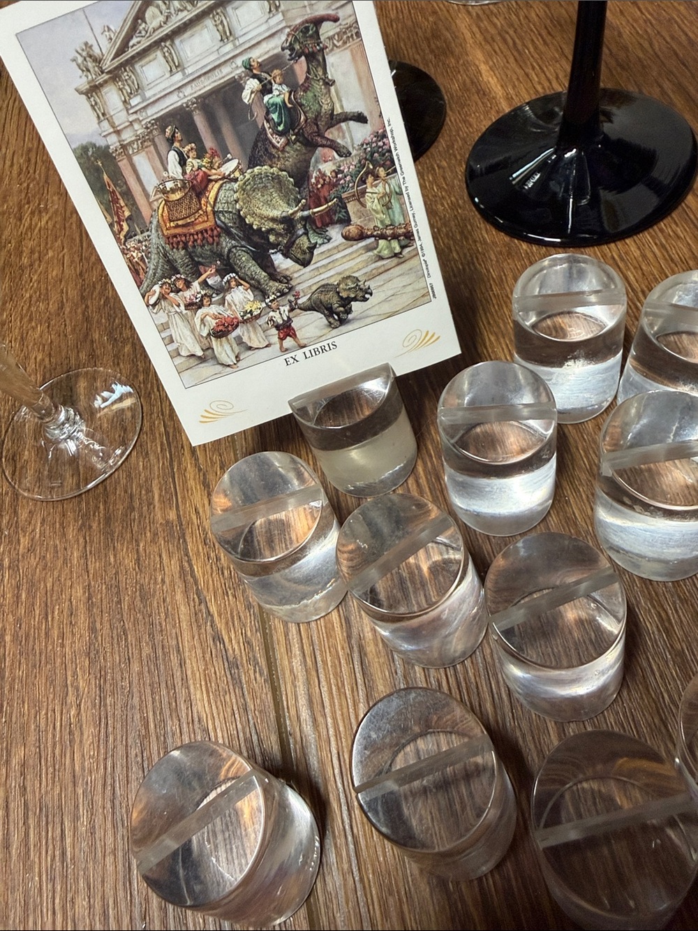 Clear Lucite Cylinder Place Card Holders - Set of 12